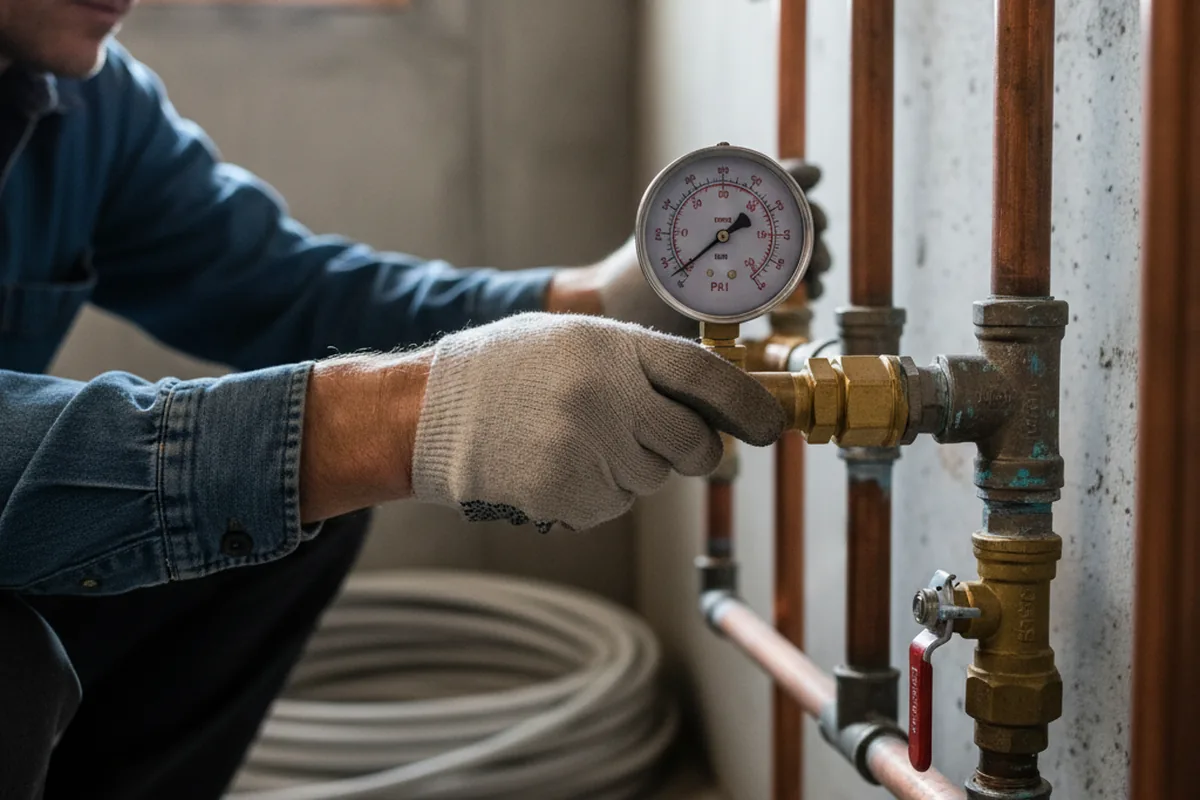 Pressure testing a repaired line during Water Line Repair in Sadsburyville